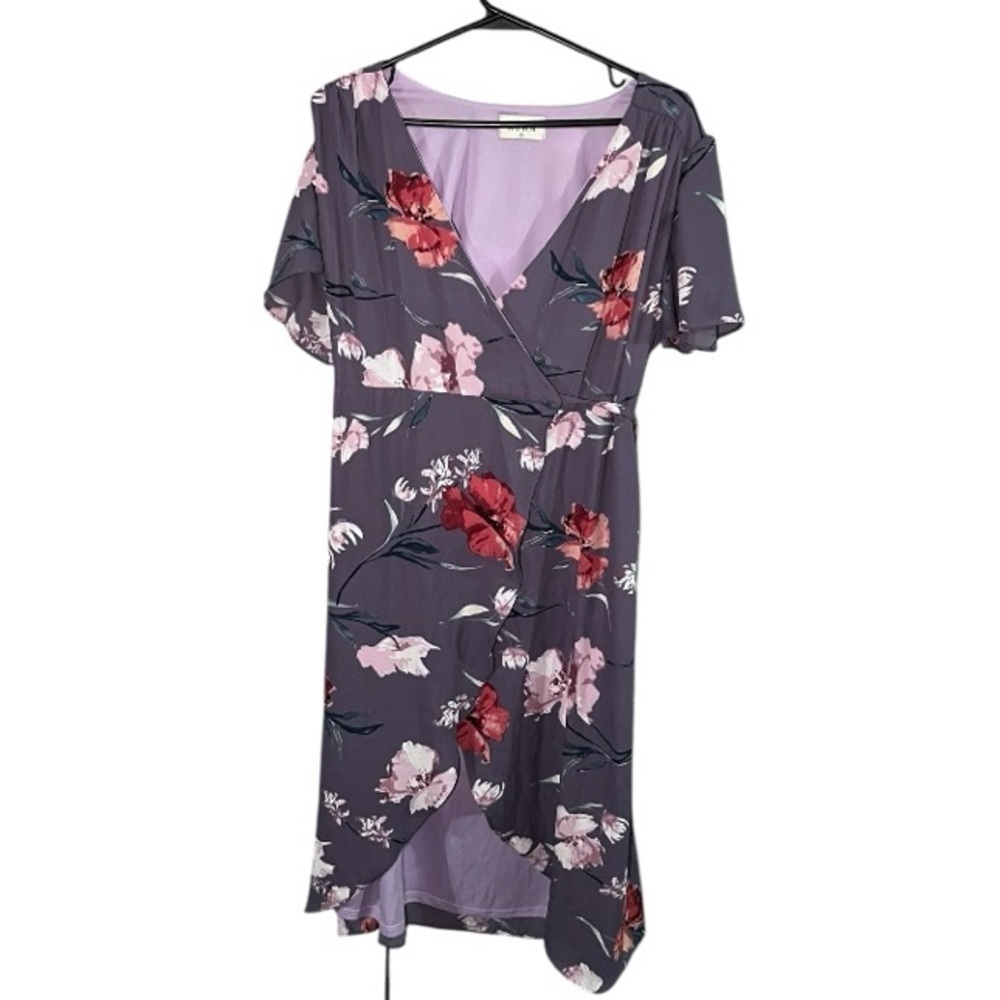 EUC Floral Wrap Dress in Purple Size S - Picture 5 of 6